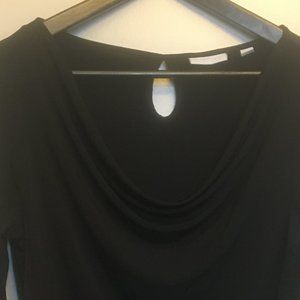 Black Swoop Neck Blouse